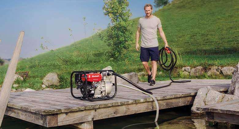 water pump stands on a bridge