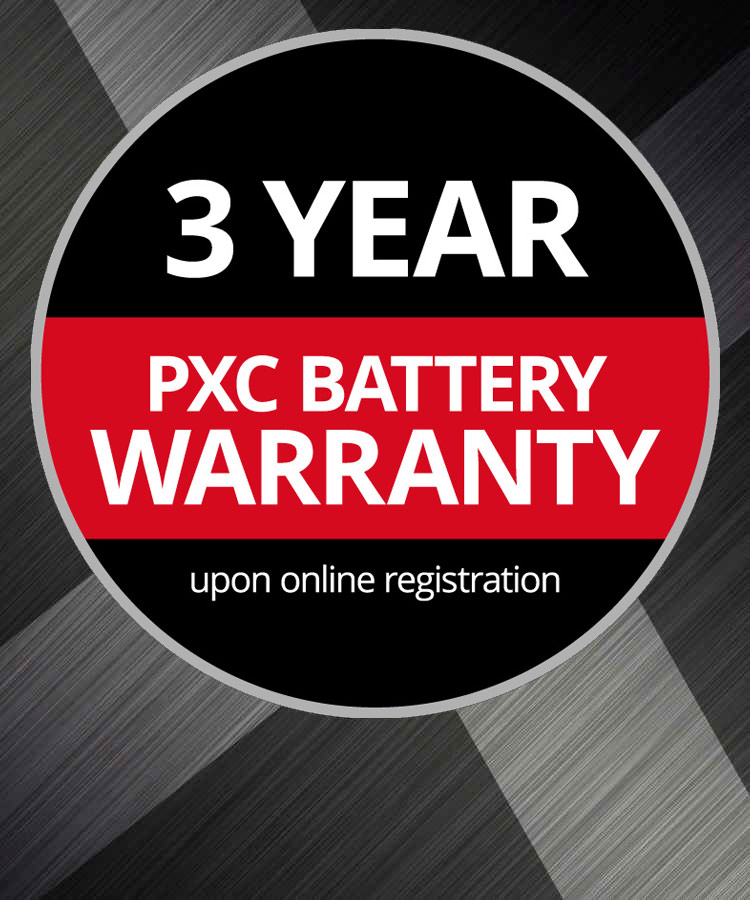 Round Warranty Logo with the text "3-Year Battery Warranty, upon Online Registration" on a grey background.