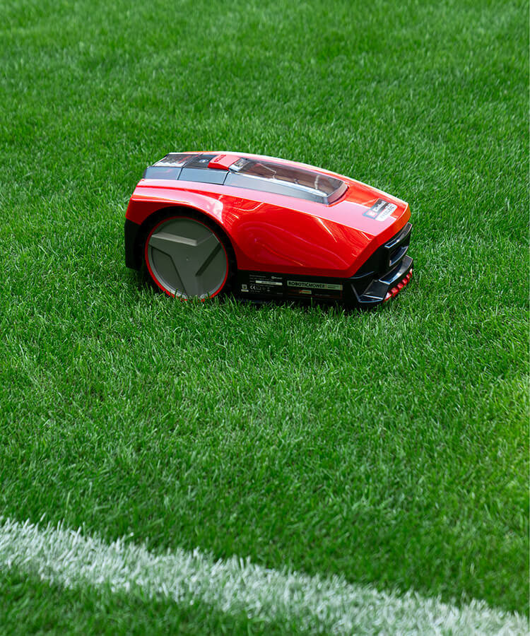 Robotic lawnmower mows the lawn